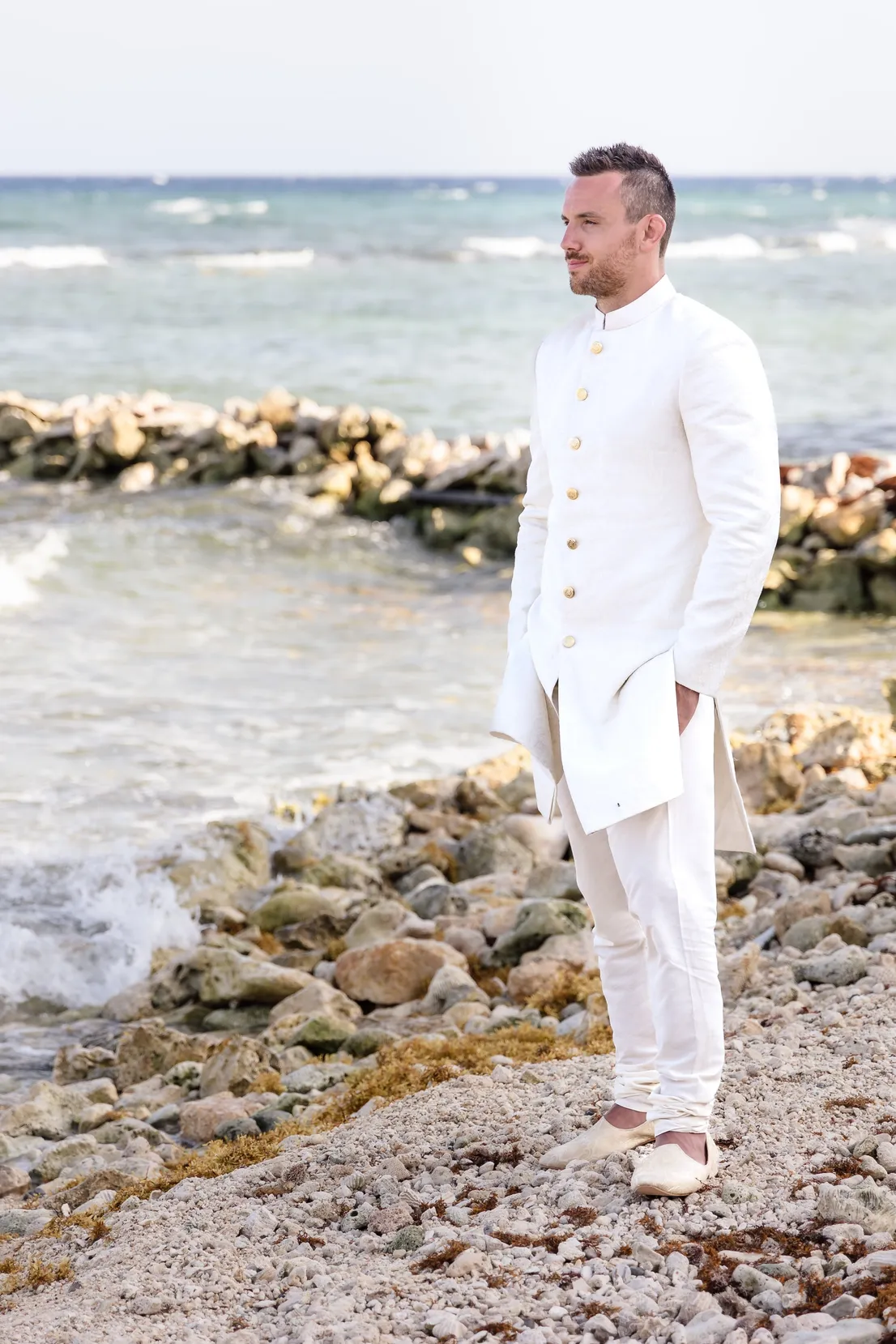 Groom Destination Wedding Portrait at Blue Venado Riviera Maya Mexico