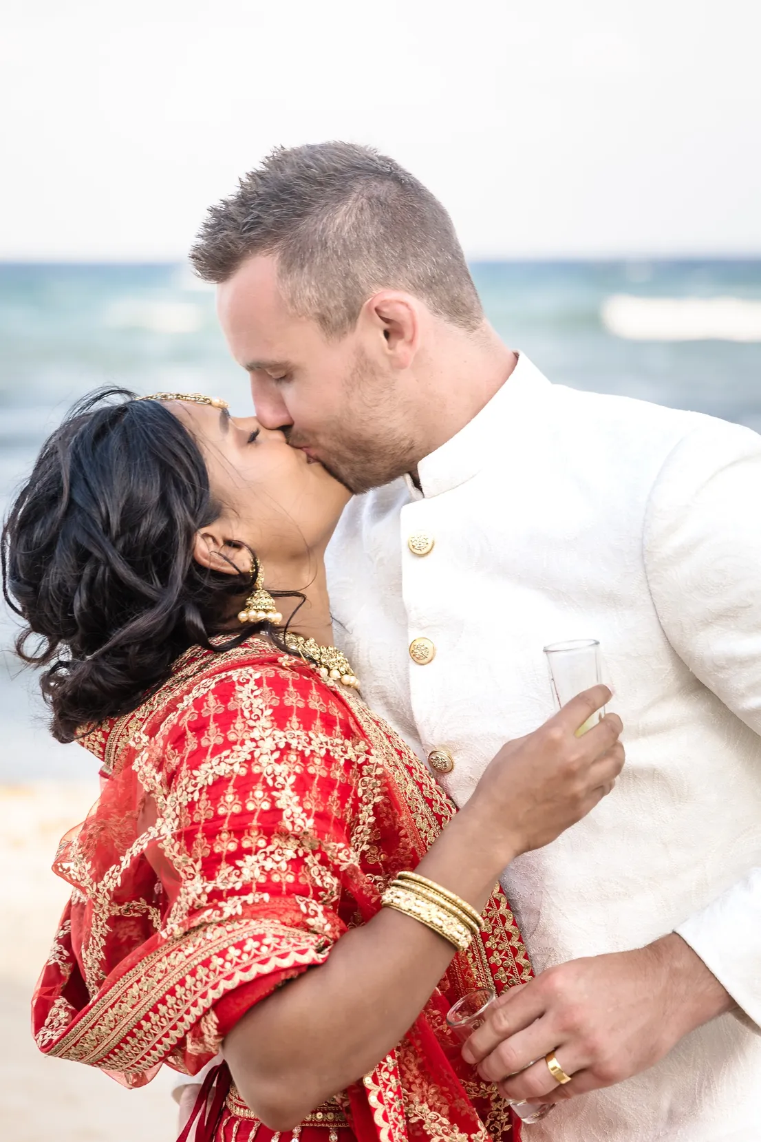 South Asian Bride and Groom at Destination Wedding Blue Venado Venue Riviera Maya Mexico