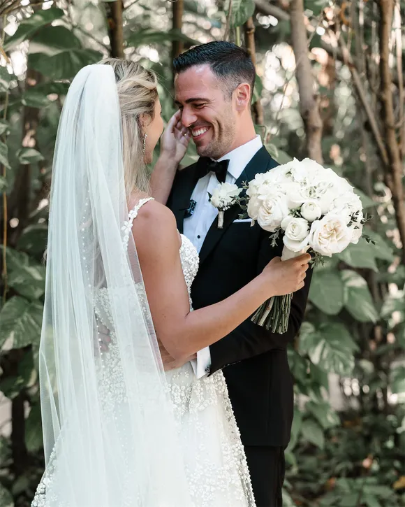 Wedding first look at hotel Secrets Akumal in Mexico