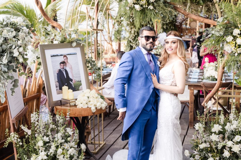 Bride and Groom portrait. Destination Wedding at Hemingway Cozumel Mexico