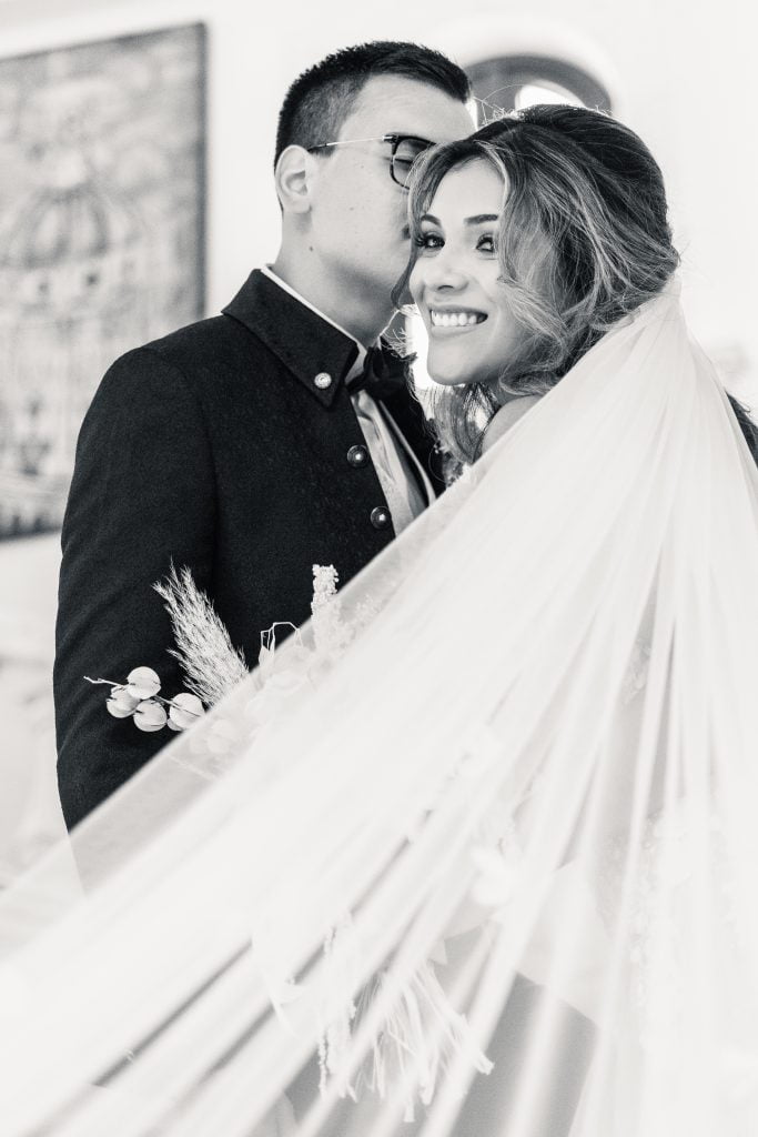 Bride and Groom portrait at Villa la Joya Destination Wedding Venue Riviera Maya Mexico